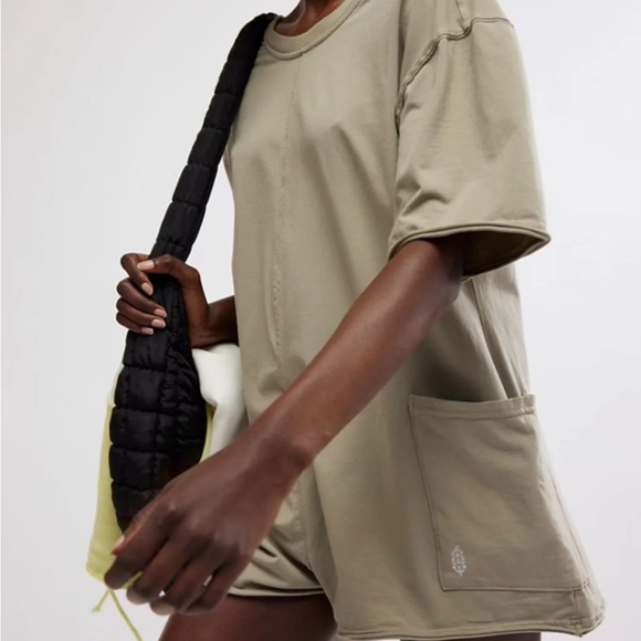 Anthropologie Pants - NWT Free People Hot Shot Tee Romper Light Olive Green Size Small $60 MSRP